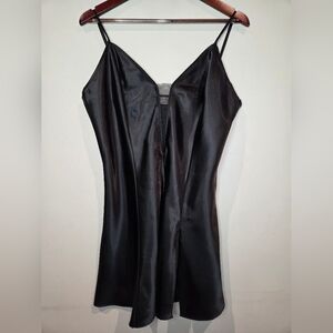 Vintage Victoria's Secret Black Satin Chemise